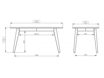 Mesa de madeira retrô amendoado 1,60 m x 80 cm | Coleção Scandian